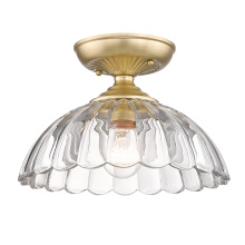 Golden 6952-SF BCB-CLR - Golden Lighting Audra 1-light 12in Semi-Flush Mount in Brushed Champagne Brass
